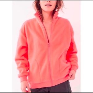 Urban Outfitters Neon Pink Fleece Full Zip Jacket